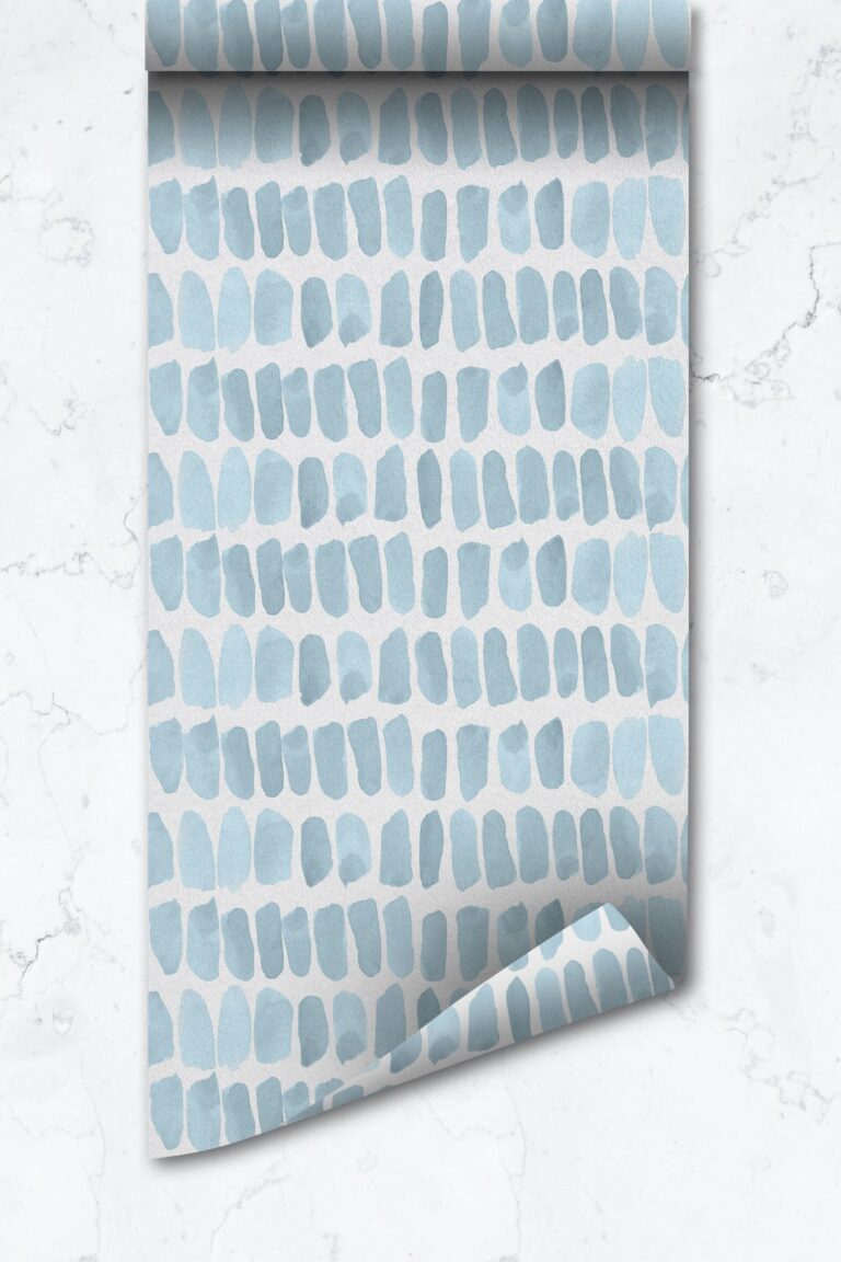 Rain Blue Watercolor Removable Wallpaper, Brush Strokes, Self Adhesive