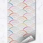 Rainbow Scallop Removable Wallpaper, Watercolor Temporary Wall