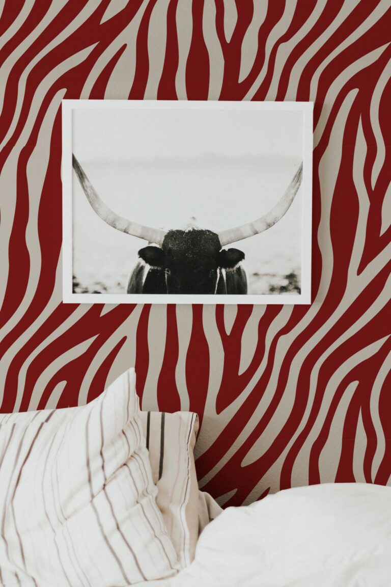 Red Zebra Pattern Wallpaper  Animal Print  Self Adhesive
