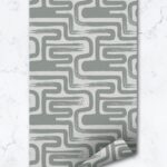 Tiny Maze Wallpaper In Sage Green Abstract Removable  Self Adhesive