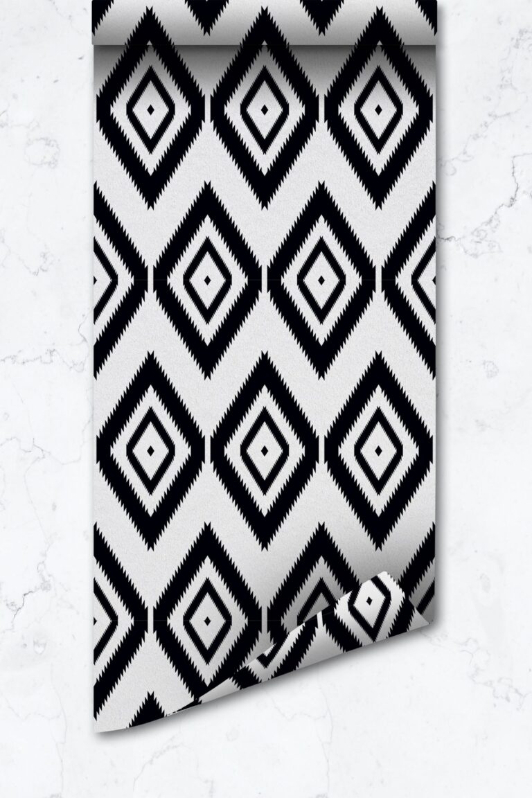 Tribal Diamond Pattern Wallpaper, Boho Style, Removeable