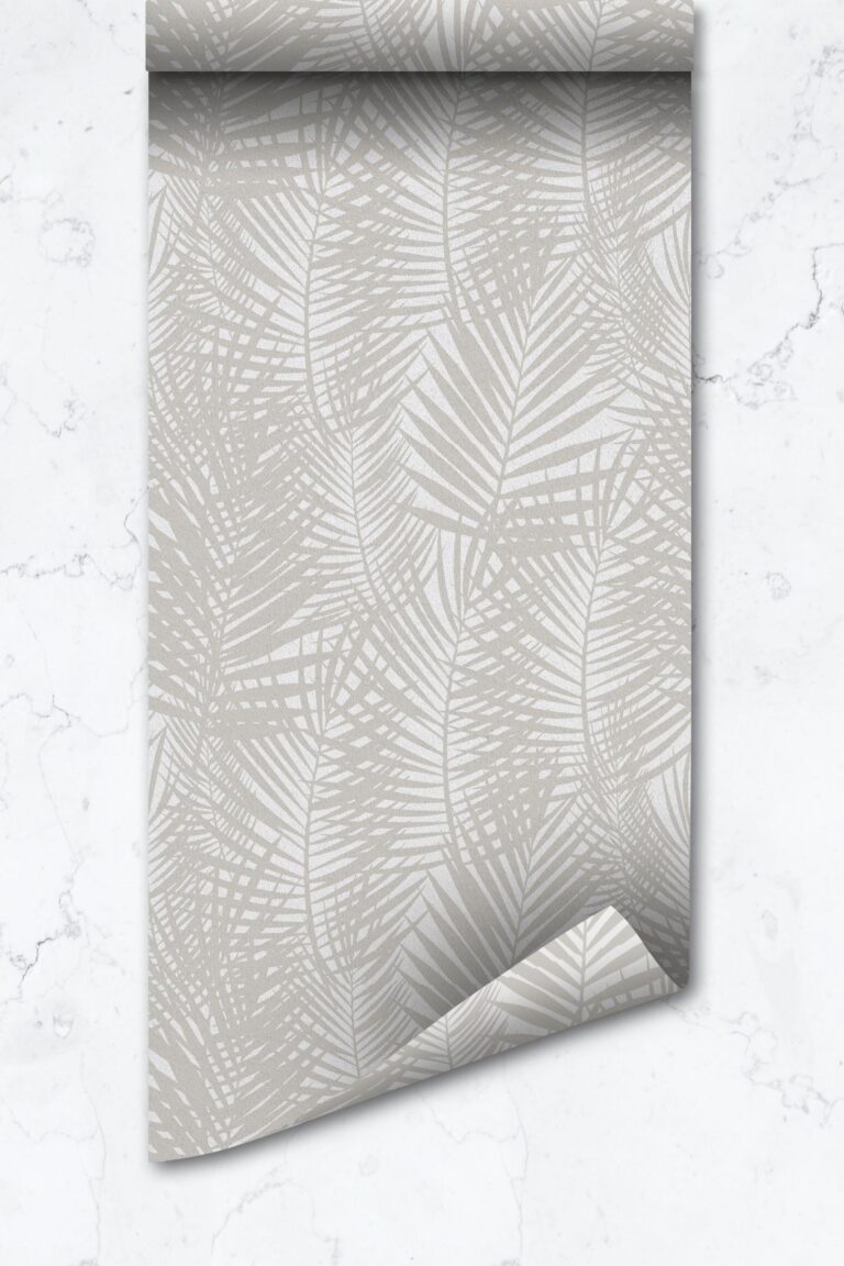 Tropical Palm Wallpaper In Mist Color, Neutral Palm Leaf  Peel And Stick