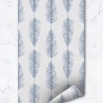 Vintage Blue Palm Leaves Removable Wallpaper Self Adhesive