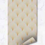 Yellow Scallop Wallpaper, Art Deco Scallop Tiles  Removable 