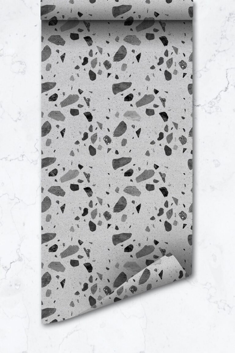 Gray Terrazzo Removable Wallpaper, Kitchen Backsplash, Peel And Stick